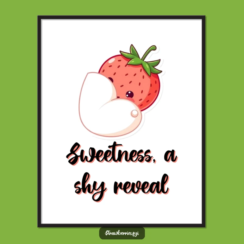 Free Printable Shy Strawberry Art: Sweet & Gentle Downloadable Decor