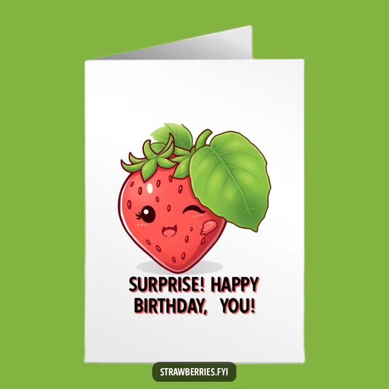 Free Printable Birthday Card: Funny Mischievous Strawberry Surprise Gift