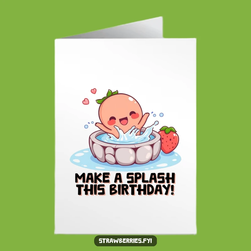 Free Printable Birthday Card: Strawberry Splashing Pool Party Fun