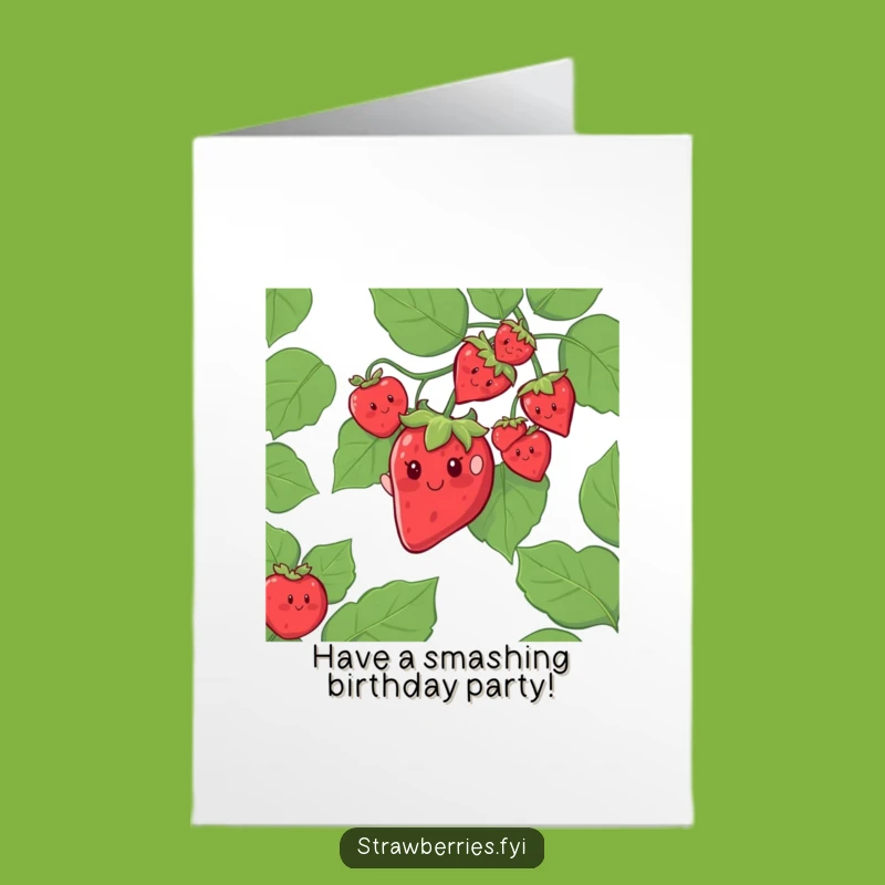 Free Printable Birthday Card: Strawberry Vine Slide Fun, Instant Download