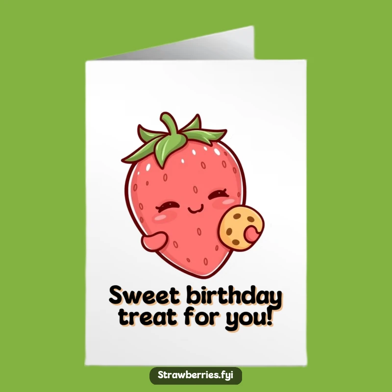 Free Printable Birthday Card: Winking Kawaii Strawberry Cookie Treat