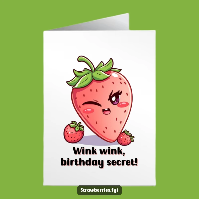 Free Printable Birthday Card: Winking Strawberry Mischief - Fun Gift