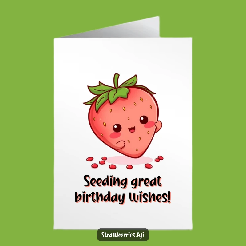 Free Printable Kawaii Strawberry Flourish Birthday Card - Funny Downloadable Gift Idea