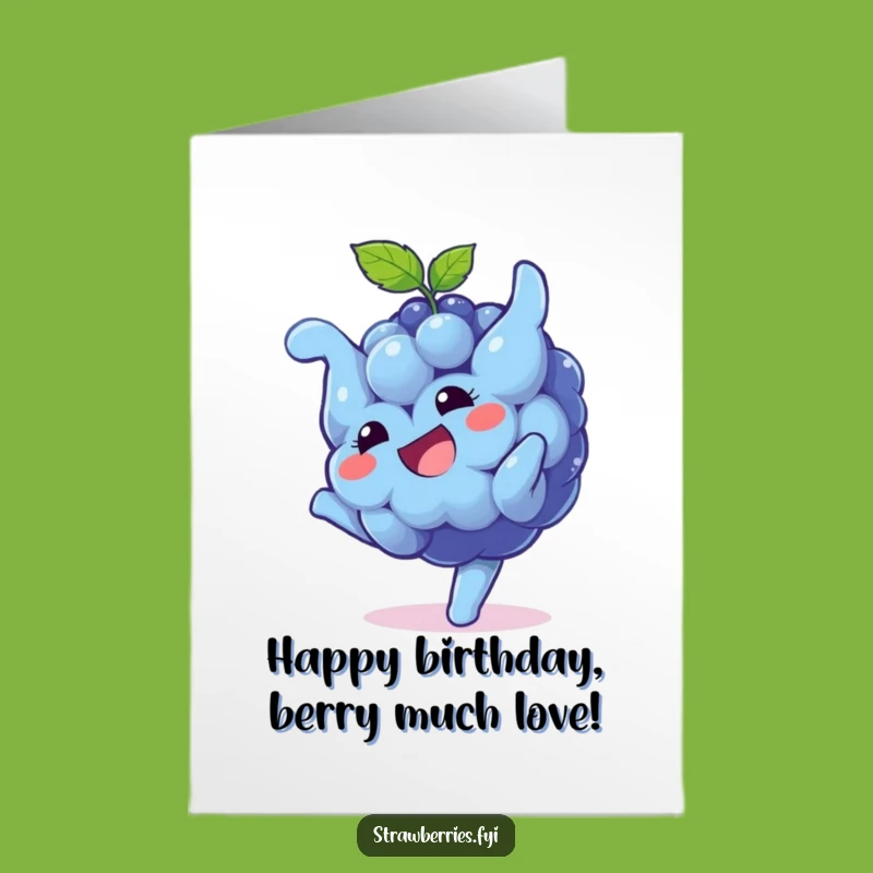 Free Printable Birthday Card: Playful Blueberry Somersault Funny DIY Gift