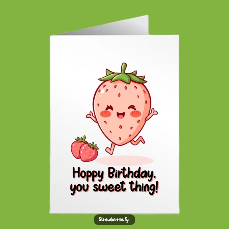 Free Printable Kawaii Strawberry Birthday Card: Hoppy Berry for a Joyful Day