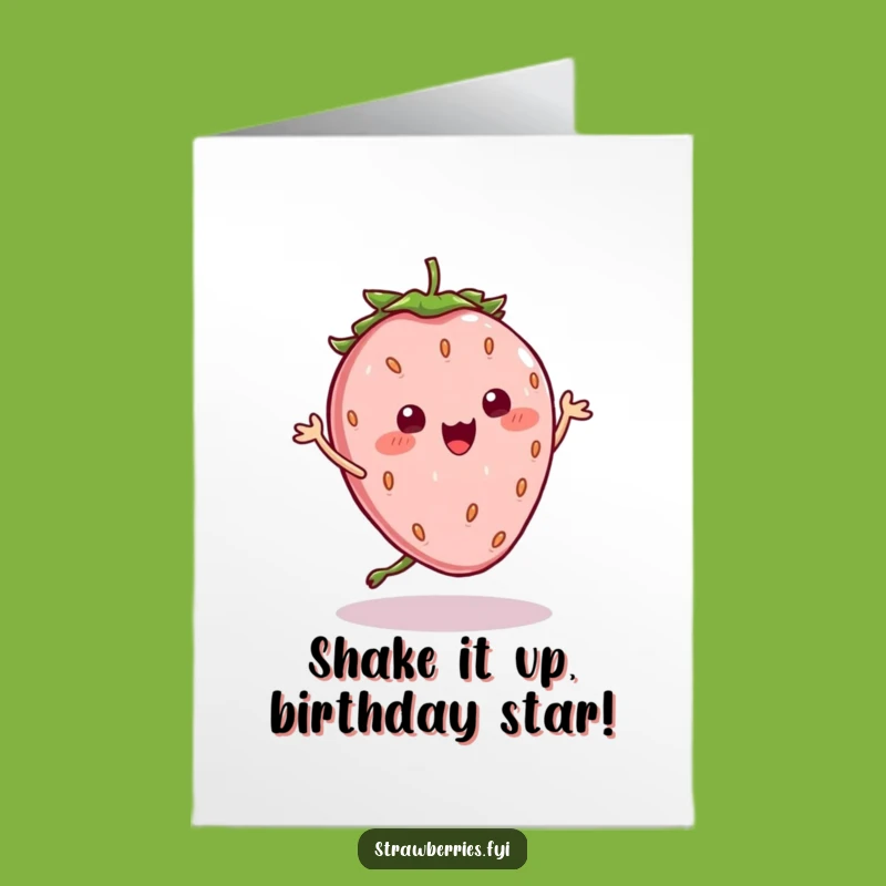 Free Printable Kawaii Strawberry Birthday Card - Silly Dance Funny Downloadable Gift