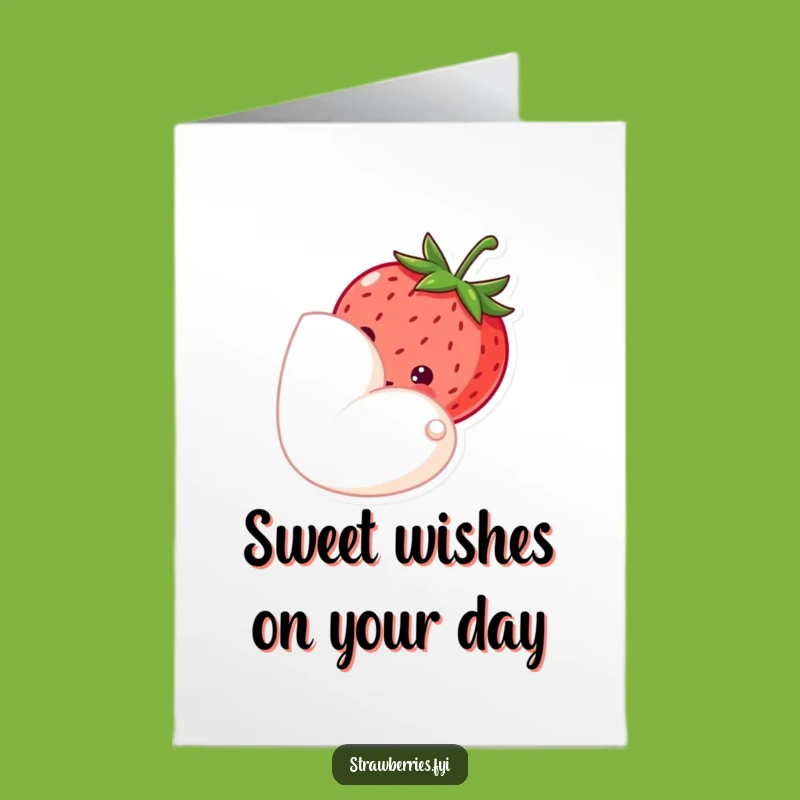 Free Printable Shy Strawberry Birthday Card: Sweet & Humble Downloadable Gift