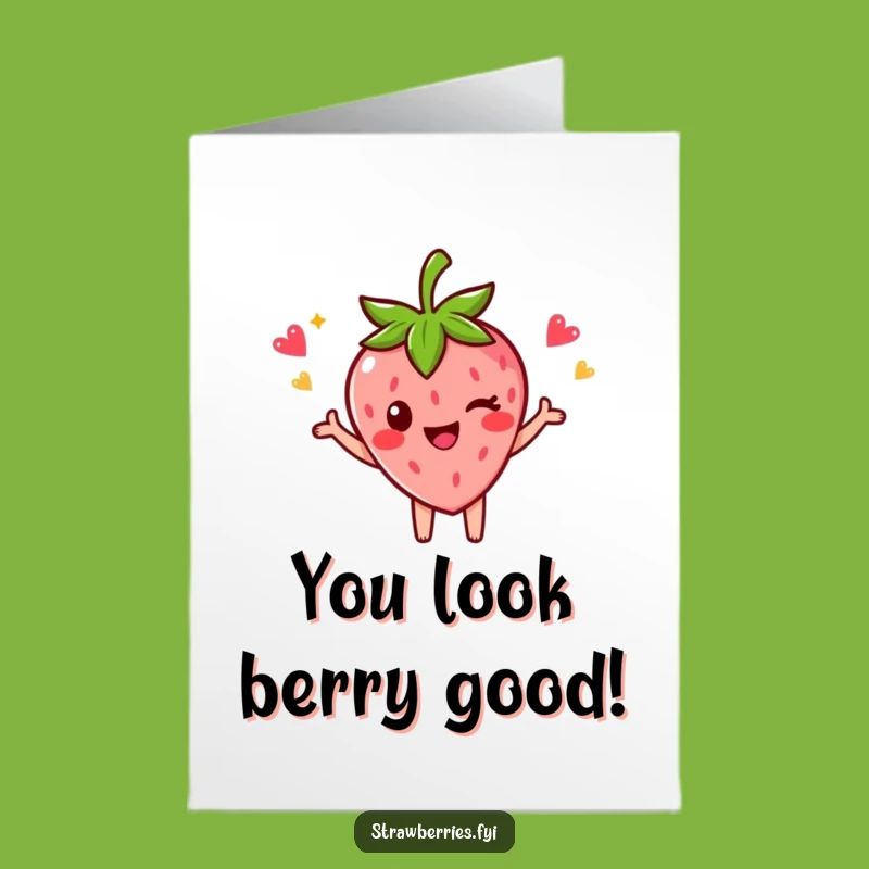 Winking Strawberry Birthday Card: Free Printable Funny Pose Downloadable Gift