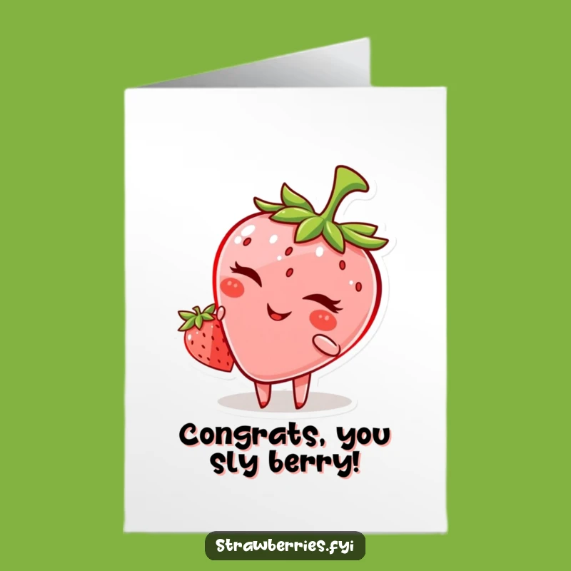 Free Printable Congratulations Card: Winking Strawberry Sly Funny Downloadable Gift