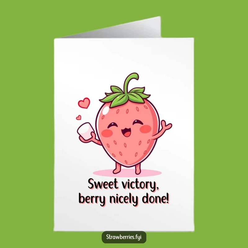 Free Printable Congrats Card: Giggling Strawberry Juggling Sugar Funny Downloadable Gift