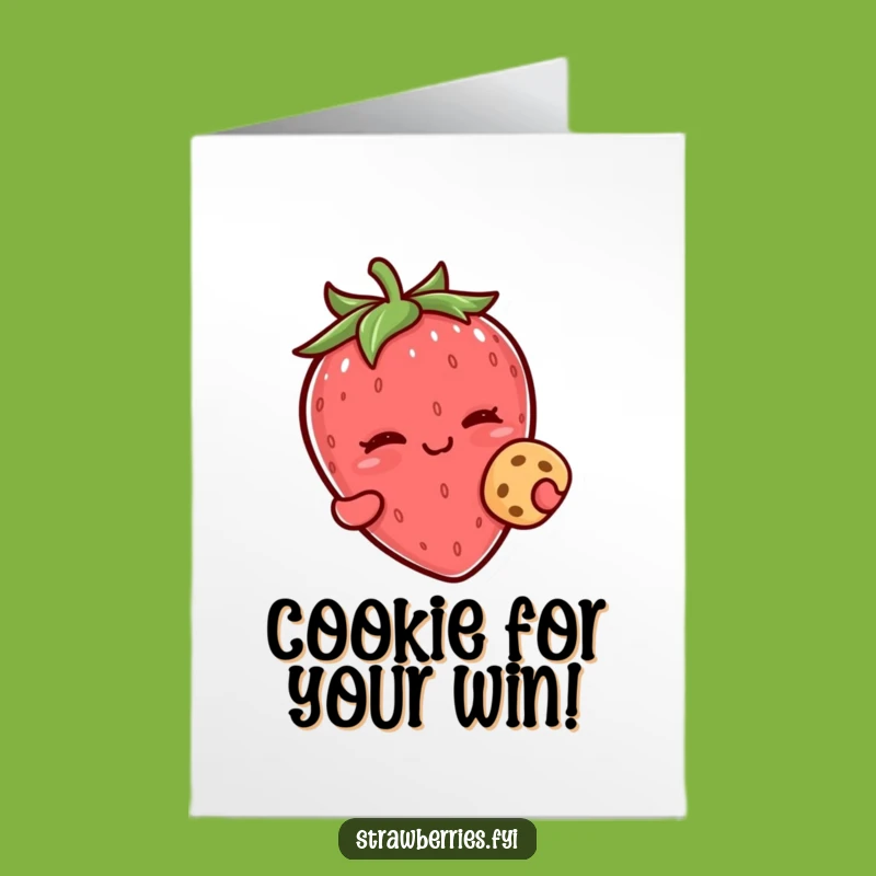 Free Printable Congrats Card: Kawaii Strawberry Wink & Cookie