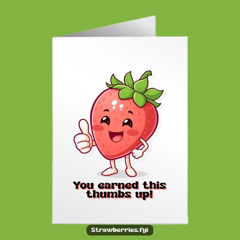 Free Printable Congrats Card: Strawberry Thumbs Up Victory, Celebration Downloadable Gift