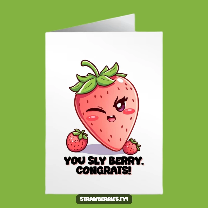 Free Printable Congrats Card: Winking Strawberry Shenanigans - Cheeky Download Gift