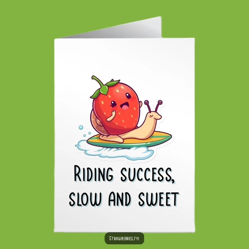 Free Printable Congratulations Card: Funny Strawberry Snail Surf Downloadable Gift