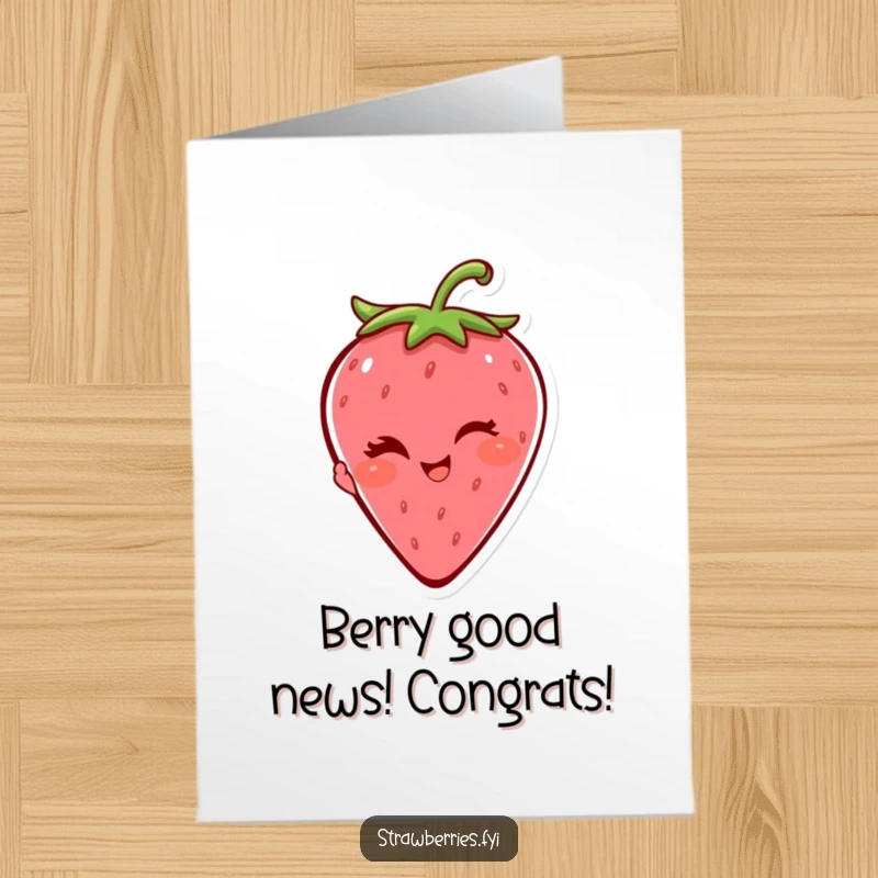 Funny Free Printable Congratulations Card: A cheerful strawberry character delivering a playful, knowing wink.