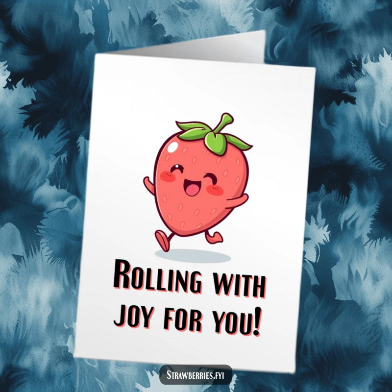 Funny Free Printable Kawaii strawberry character rolling with glee, celebrating achievements with pure, unadulterated joy.