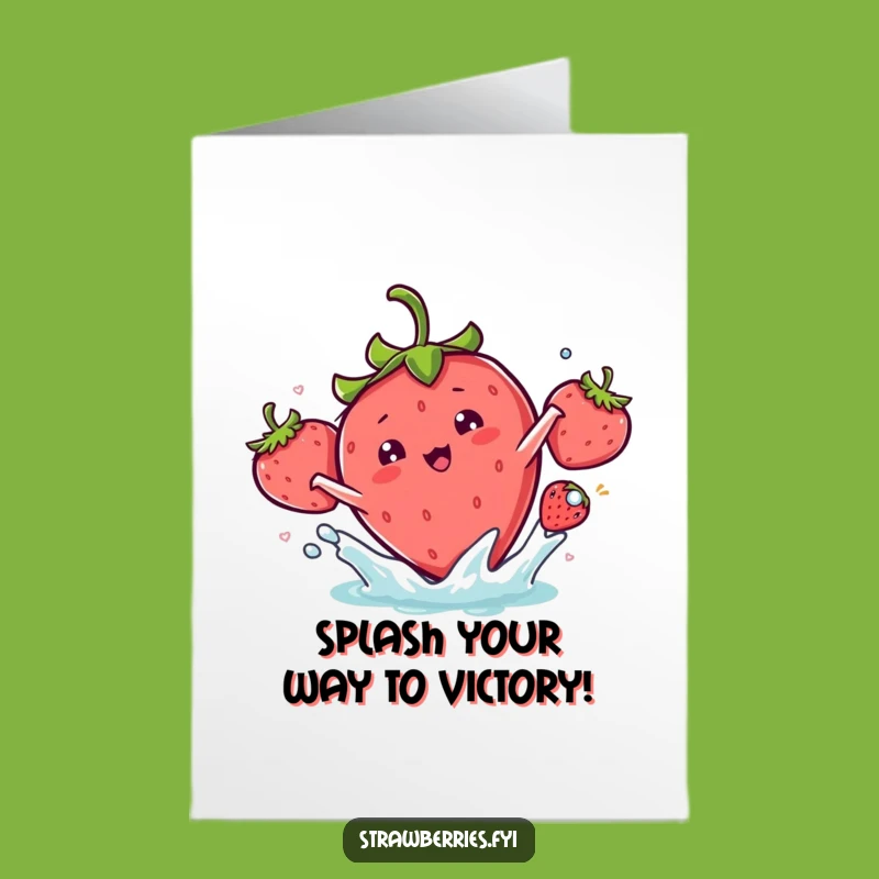 Free Printable Congrats Card: Kawaii Strawberry Splash Celebration