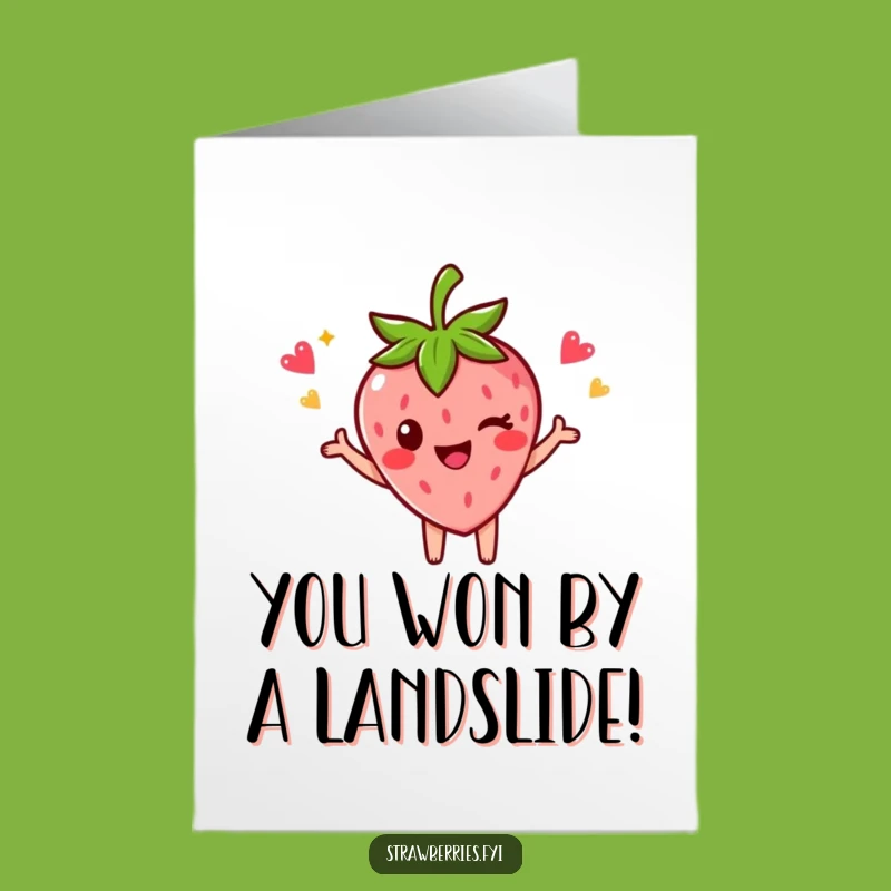 Winking Strawberry Congrats Card: Free Printable Funny Pose Downloadable Gift