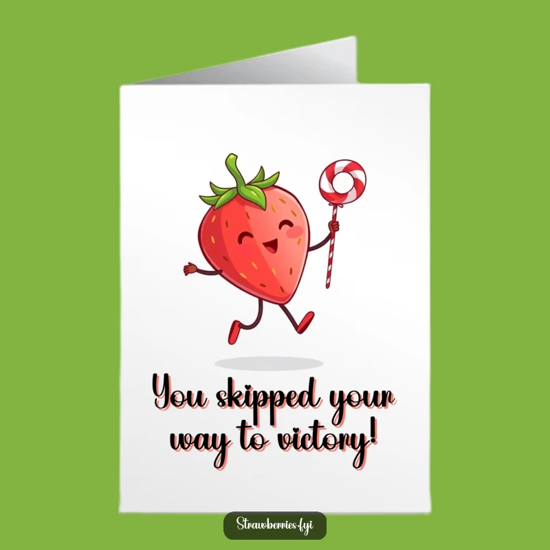 Free Printable Congratulations Card: Funny Strawberry Skipping Rope Downloadable Gift