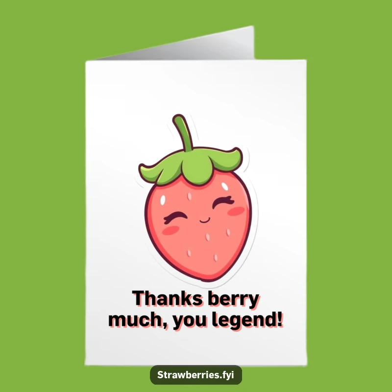 Free Printable Kawaii Strawberry Thank You Card: Cheeky Berry Expressing Gratitude