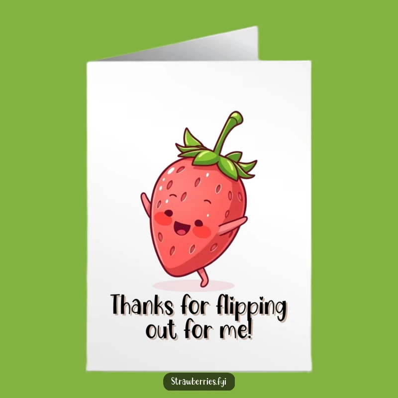Free Printable Thank You Card: Cartwheeling Strawberry Grateful Funny Downloadable Gift
