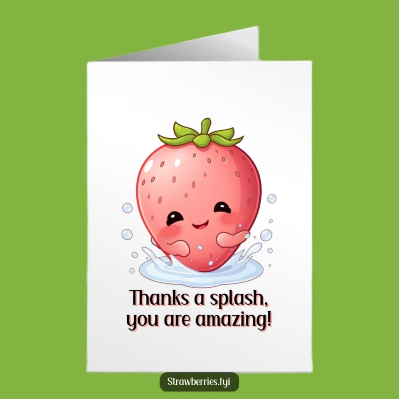 Free Printable Thank You Card: Giggling Kawaii Strawberry Fun Funny Downloadable Gift