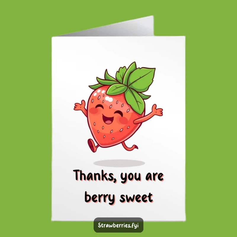 Free Printable Thank You Card: Happy Strawberry Joyful Hop Funny Downloadable Gift