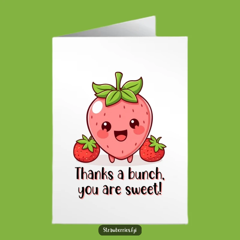 Free Printable Thank You Card: Sweet Kawaii Strawberry Funny Downloadable Gift