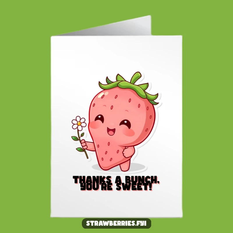 Free Printable Thank You Card: Sweet Strawberry Flower, Heartfelt Downloadable Gift