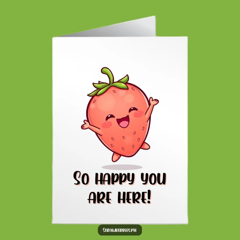 Free Printable Thank You Card: Joyful Kawaii Strawberry Leaping Funny Downloadable Gift