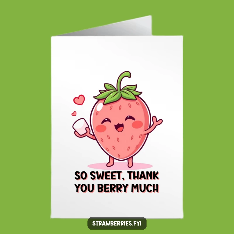 Free Printable Thank You Card: Giggling Strawberry Juggling Sugar Funny Downloadable Gift