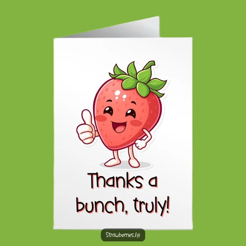 Free Printable Thank You Card: Strawberry Thumbs Up Appreciation, Great Downloadable Gift