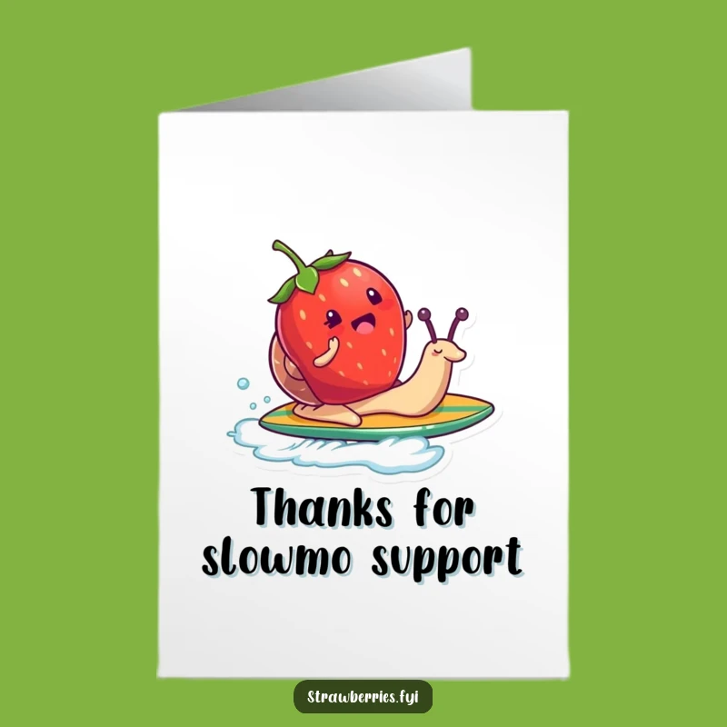 Free Printable Thank You Card: Funny Strawberry Snail Surf Downloadable Gift