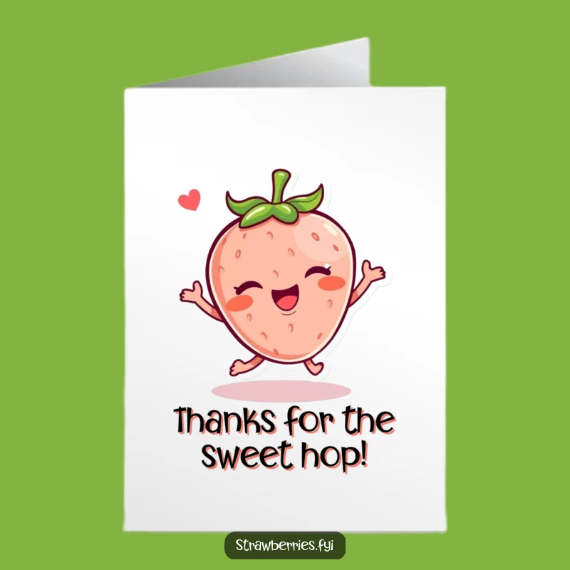Free Printable Kawaii Strawberry Thank You Card - Hopping Thanks, Downloadable Smiles!