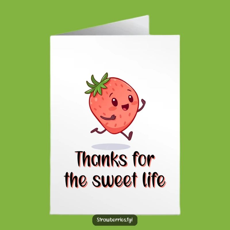 Free Printable Thank You Card: Strawberry Chasing Spoon, Humorous Gratitude