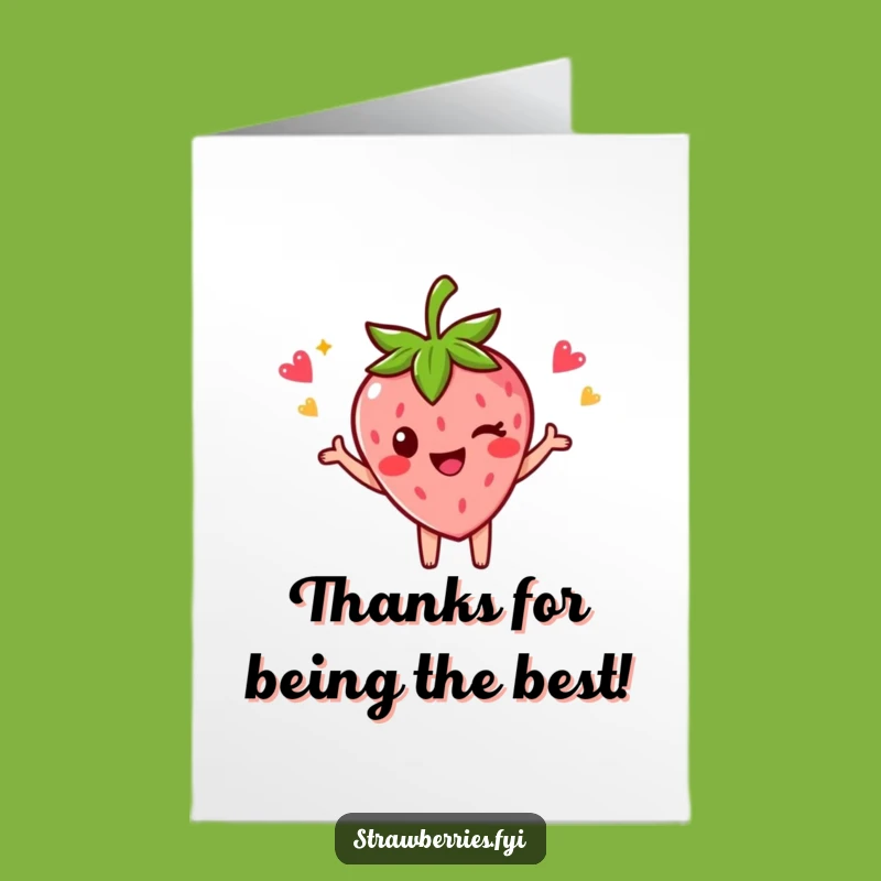 Winking Strawberry Thank You Card: Free Printable Funny Pose Downloadable Gift