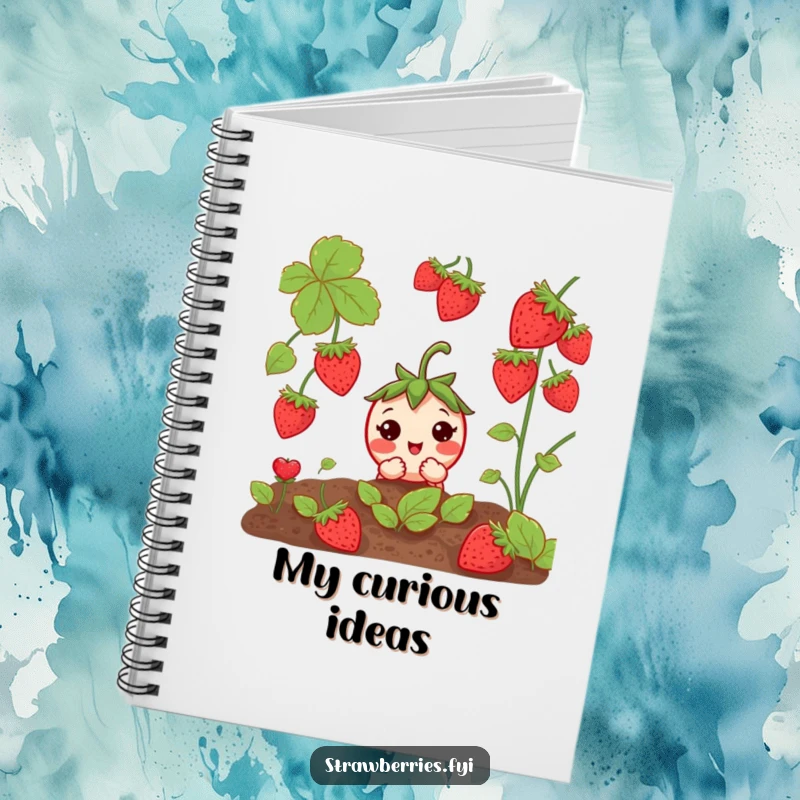 Funny Curious Strawberry Notebook: A shy strawberry peeking from a garden, ideal for curious note-taking.