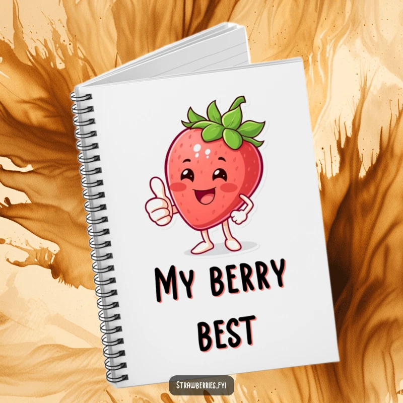 Funny Thumbs Up Strawberry Notebook: A happy strawberry giving a thumbs up, ideal for positive journaling.