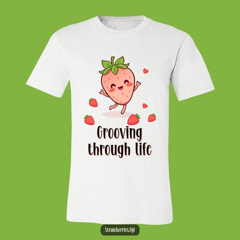Funny Kawaii Strawberry Dance T-Shirt: Wearable Cheerful Berry Character Moves Gift