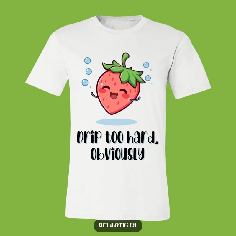 Funny Strawberry Droplet Juggler T-Shirt - Cute Smiling Fruit Character Tee