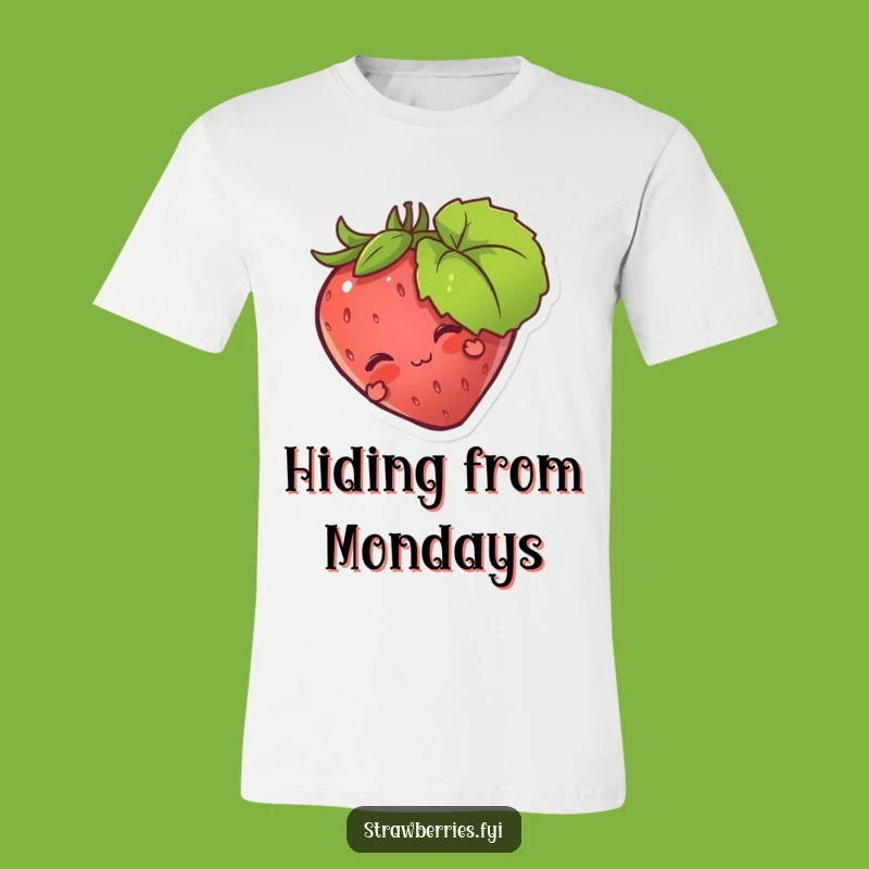 Funny Strawberry Leaf T-Shirt: Peek-a-Boo Fun!