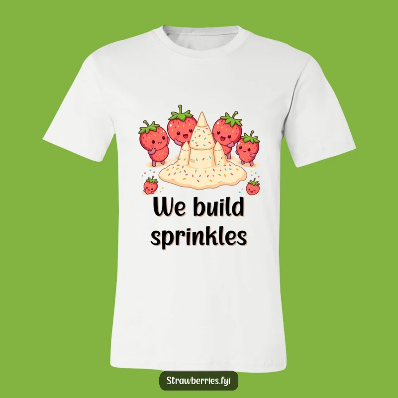 Funny Strawberry Sandcastle T-Shirt - Whimsical Character Apparel for Beach Goers