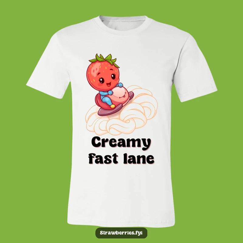 Funny Strawberry T-Shirt: Whipped Cream Ramp Race - Hilarious Sweet Treat Tee!