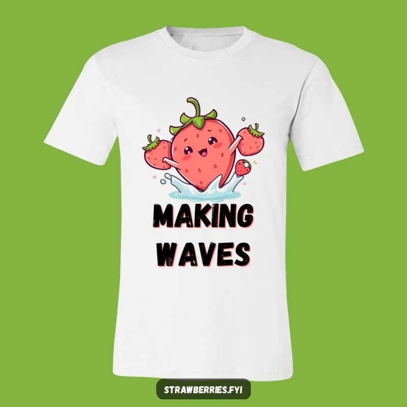 Funny Kawaii Strawberry Splash T-Shirt - Playful & Hilarious Water Fun Tee