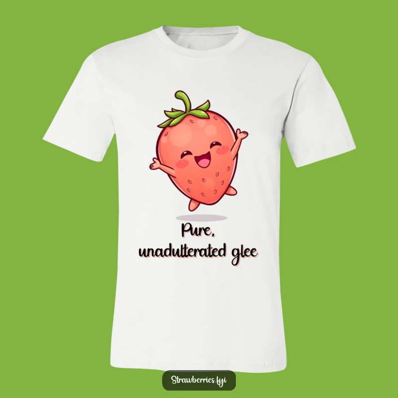Funny Kawaii Strawberry Leap T-Shirt: Wearable Joyful Berry Character Fashion Gift
