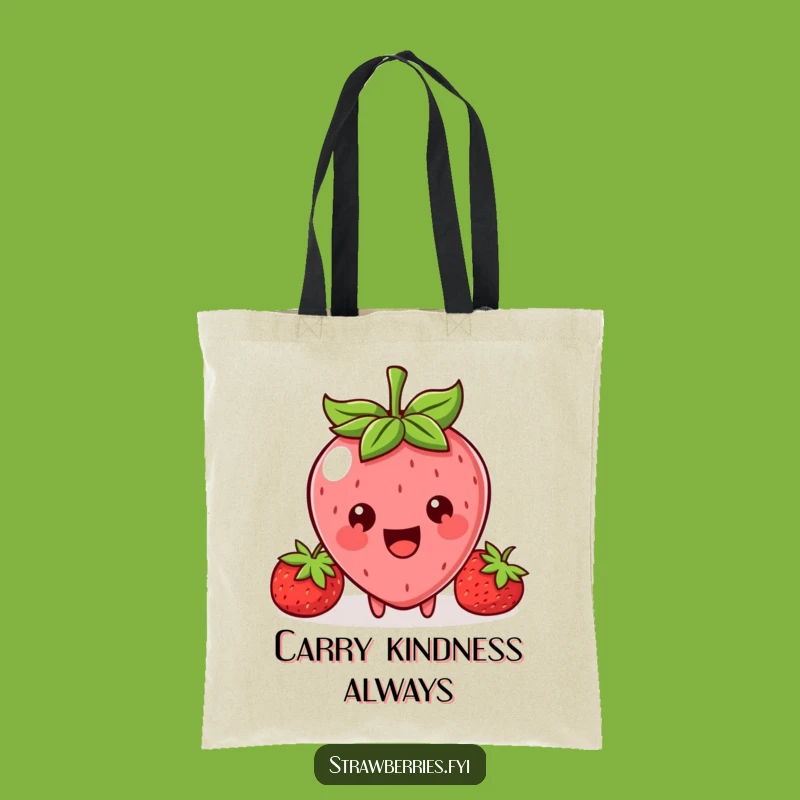 Funny Kawaii Strawberry Sharing Tote Bag: Carry Big Smile Berry Character Gift