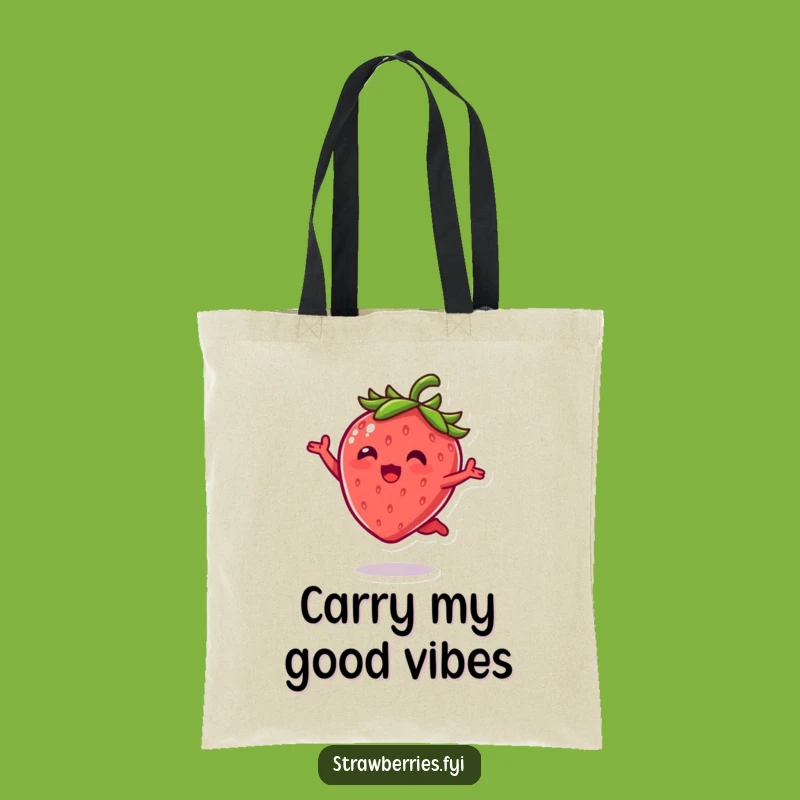 Funny Kawaii Strawberry Leap Tote: Carry Joy, Perfect Funny Gift Bag!
