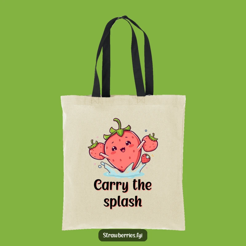 Funny Kawaii Strawberry Splash Tote Bag - Carry Your Playful Energy