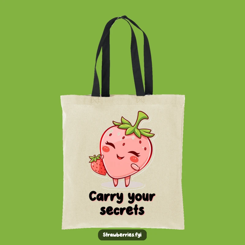 Funny Winking Strawberry Tote Bag: Carry Your Secrets with Style