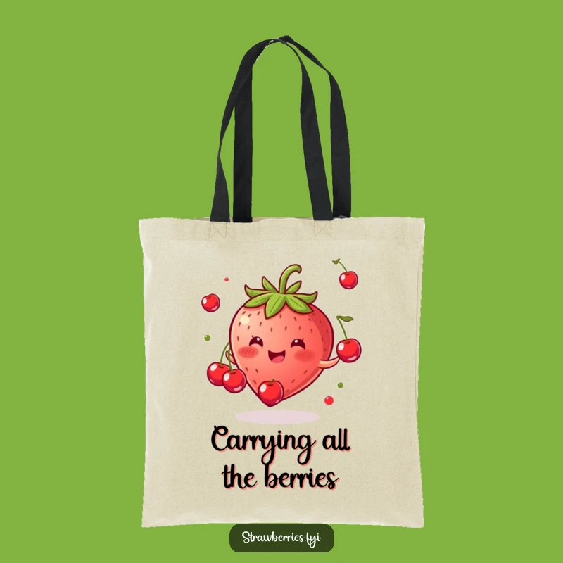 Funny Strawberry Juggling Cherries Tote Bag - Chic & Hilarious Gift